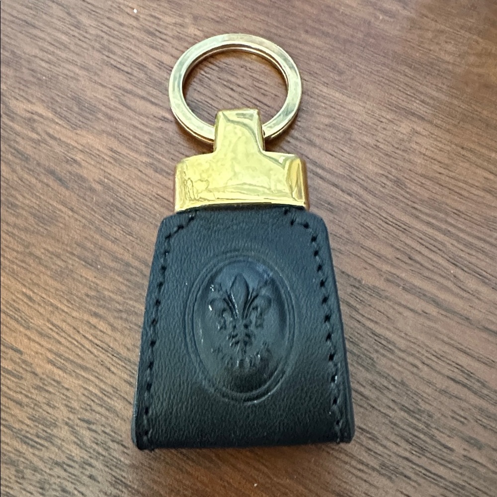 🔑 NEW Firenze Black and Gold Keychain leather Florence Italy Italian leather